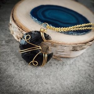 Wire Wrapped Obsidian Moon